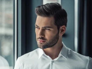 Natural-looking non-surgical men’s hair systems for hair loss solution, styled and blended seamlessly for a realistic appearance.